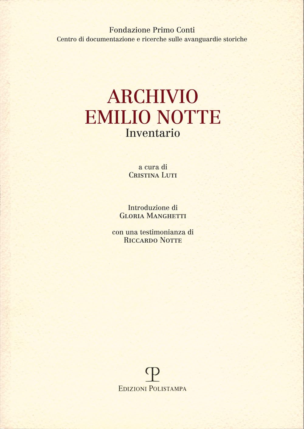 Copertina di Archivio. Emilio Notte: Inventario